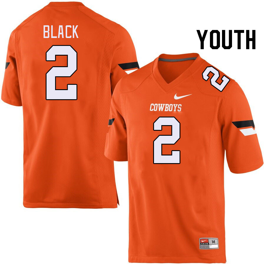 Youth #2 Korie Black Oklahoma State Cowboys College Football Jerseys Stitched-Orange - Click Image to Close